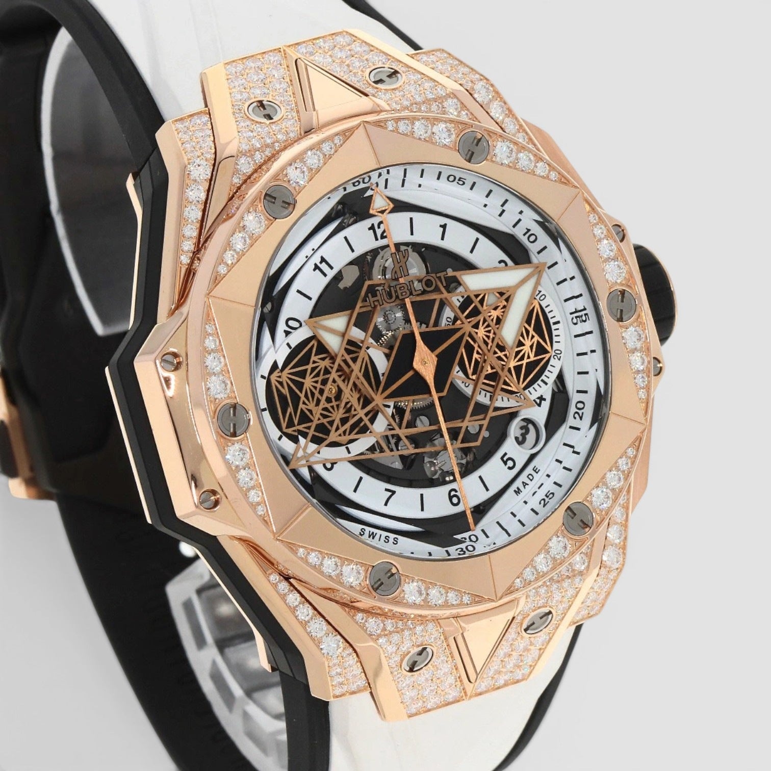 Big Bang Sang Bleu Ii King Gold White Pavé 45mm