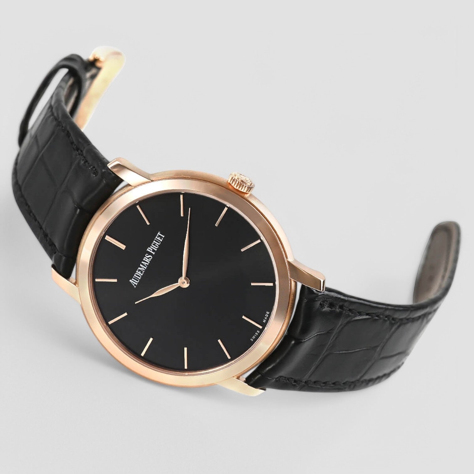 Jules Audemars ultra thin 18K Rose Gold black dial
