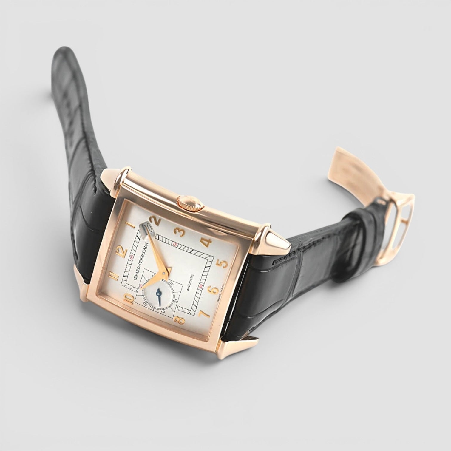 Vintage 1945 18K Rose Gold Silver Dial