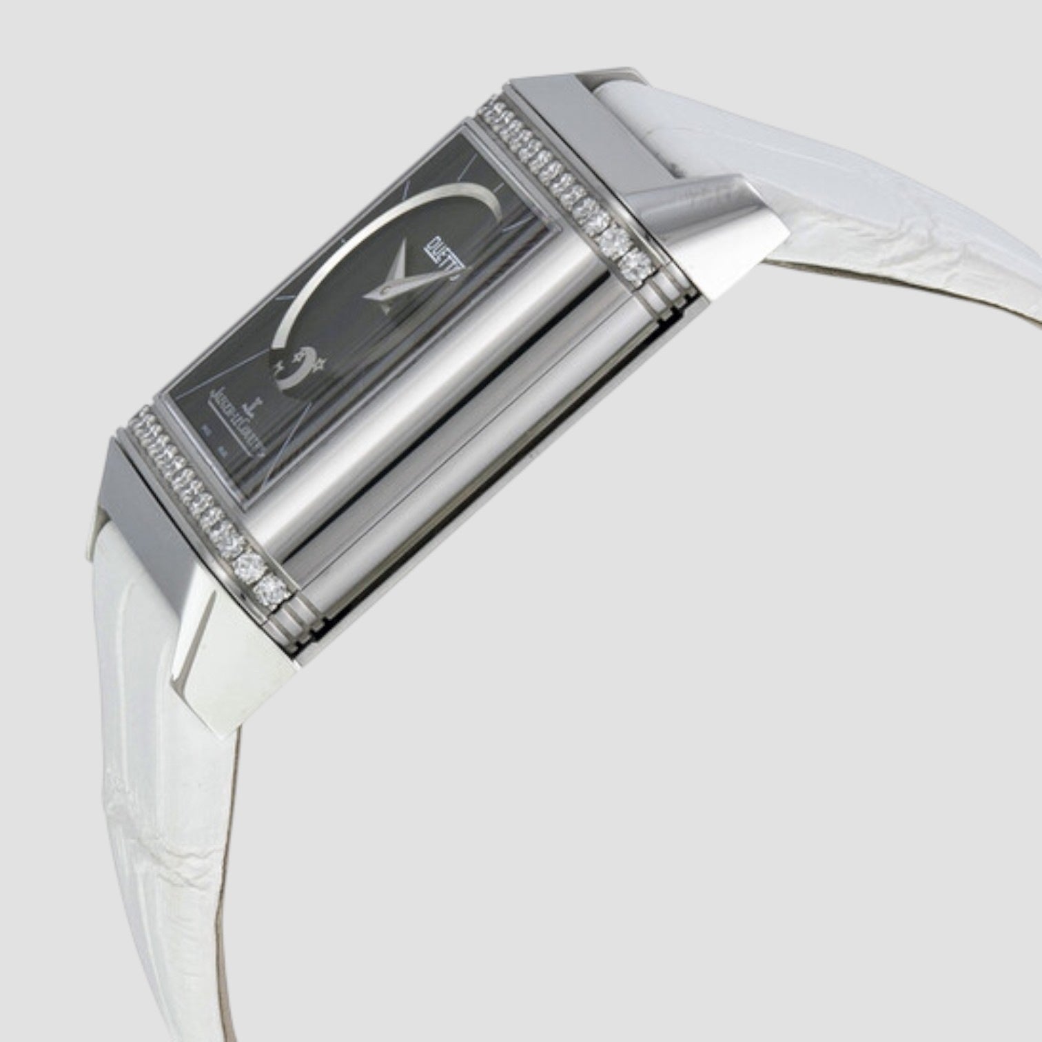 Reverso Duetto Duo White Leather Ladies Watch