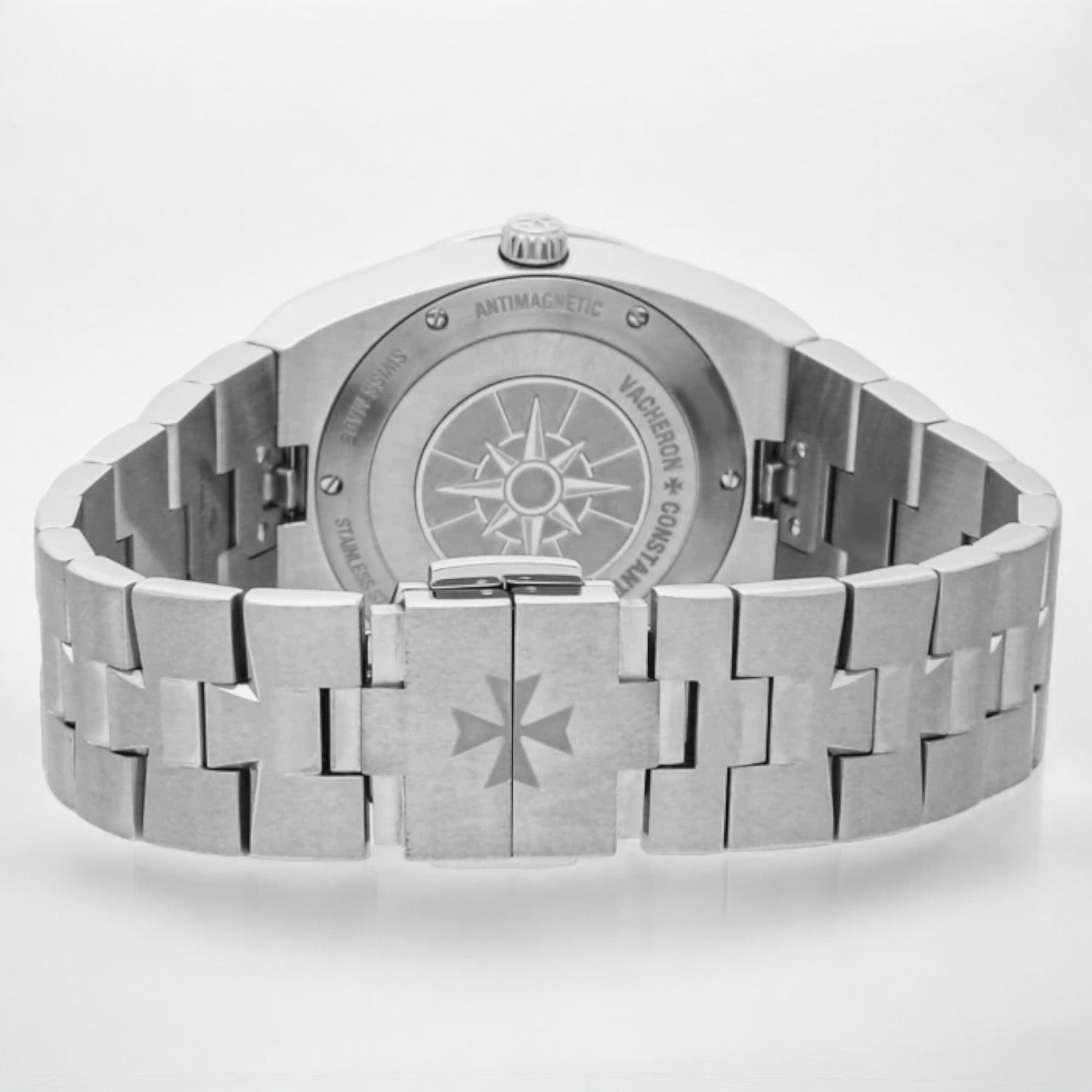 Overseas Quartz Steel Blue Dial Diamond Bezel