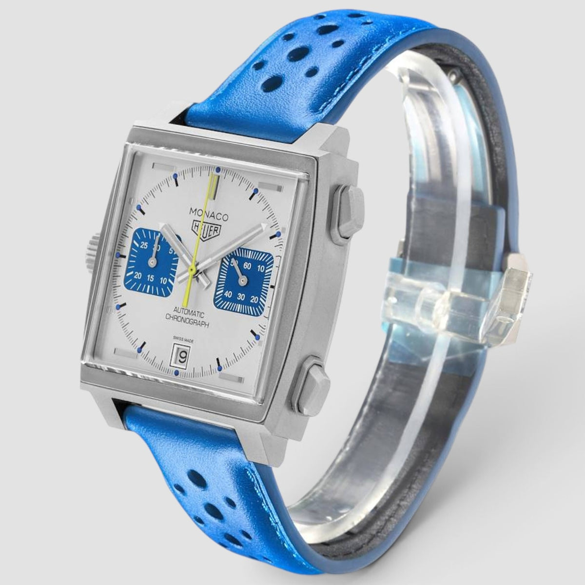 Monaco French Racing Silver Dial Titanium Chronograph