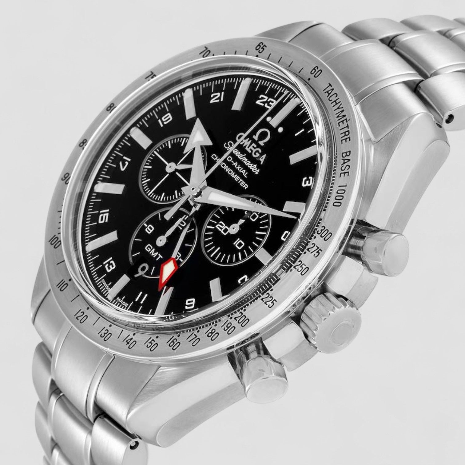Speedmaster Broad Arrow Co-Axial GMT Steel Mens Watch