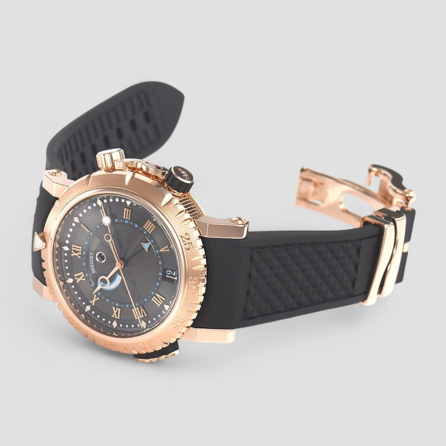 Marine Royale Rose Gold Leather Strap Mens Watch