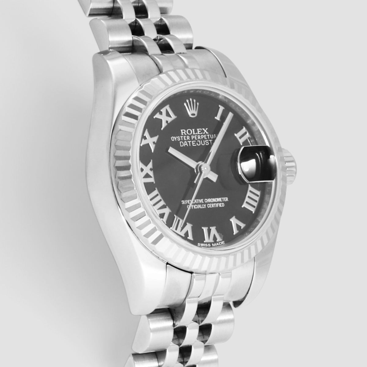 Lady-Datejust Black Roman Numeral Dial Jubilee