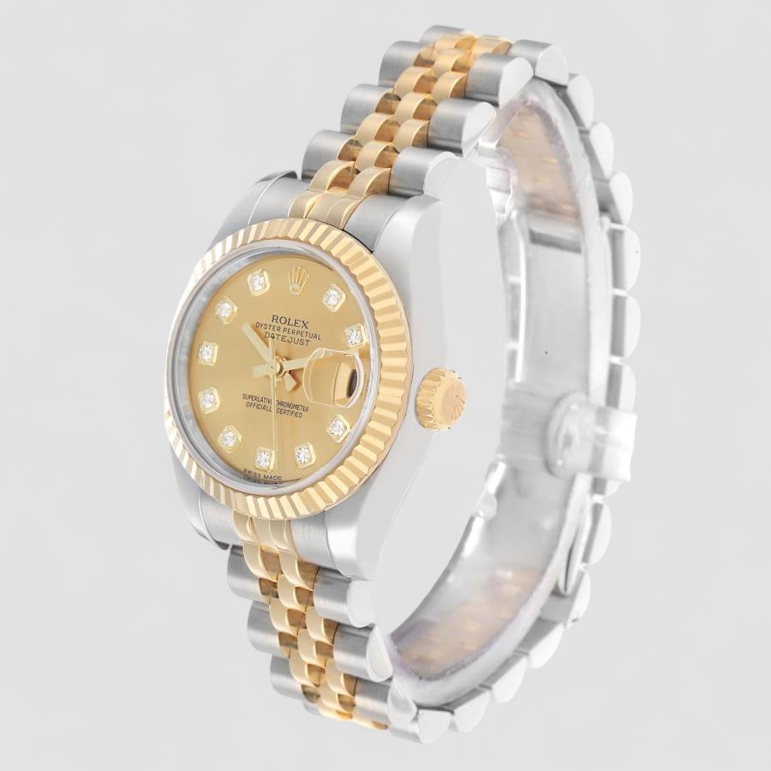 Datejust Champagne Diamond Steel Yellow Gold Ladies Watch