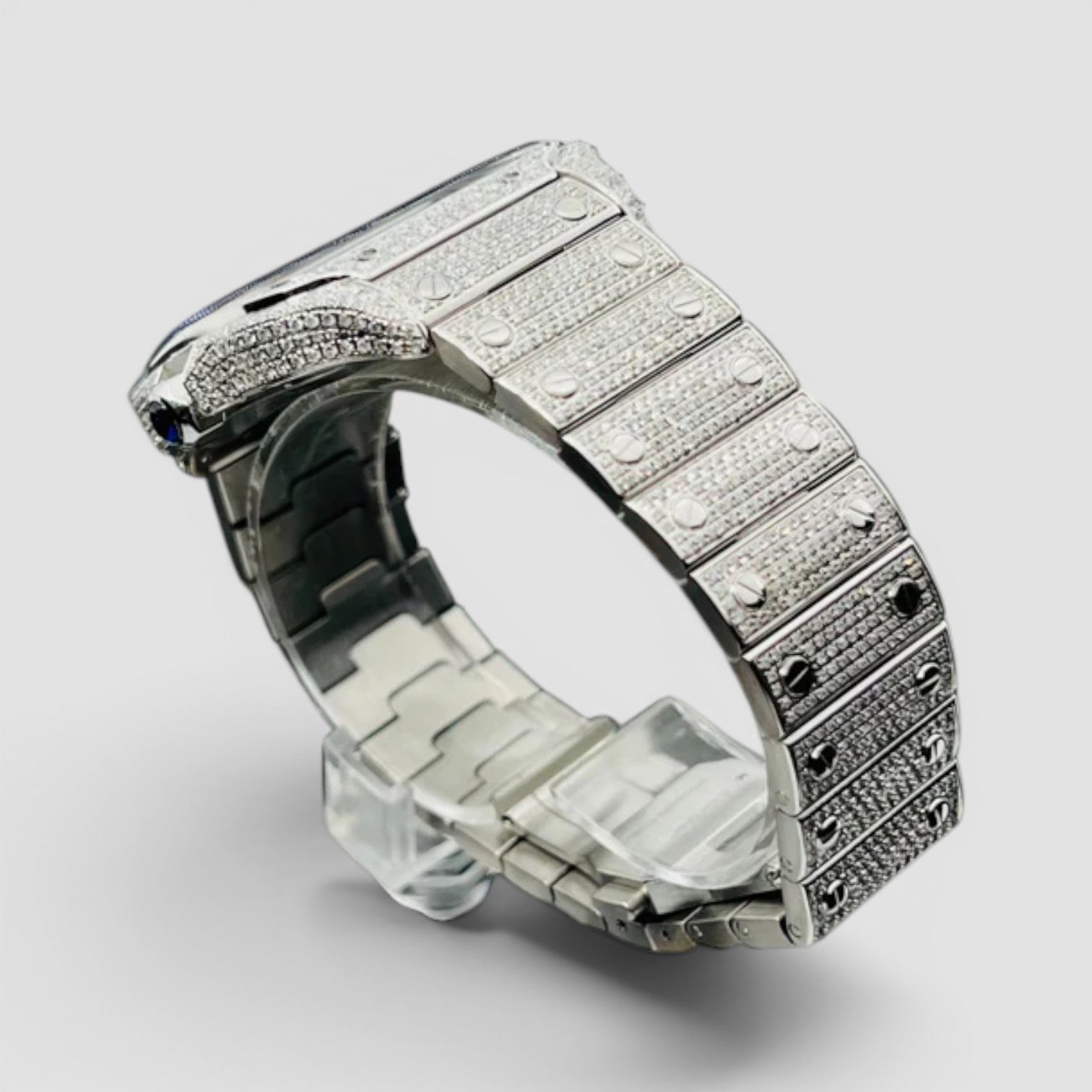 Santos De Cartier Fully Iced Out - Arabic Dial