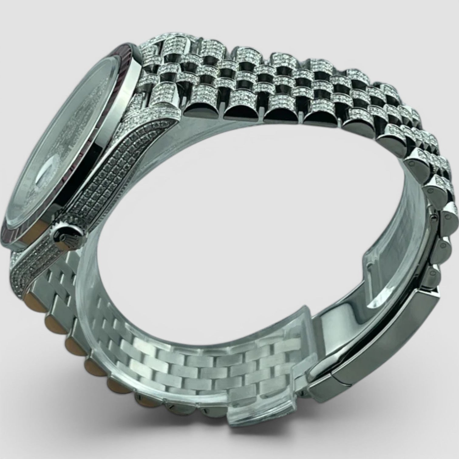 DATEJUST 41 FULL ICED OUT – RUBY BEZEL - RED ROMAN DIAL