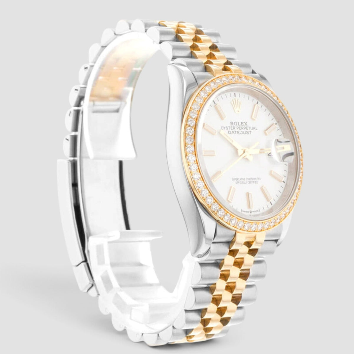 Datejust 36 White Dial Diamond Bezel Jubilee