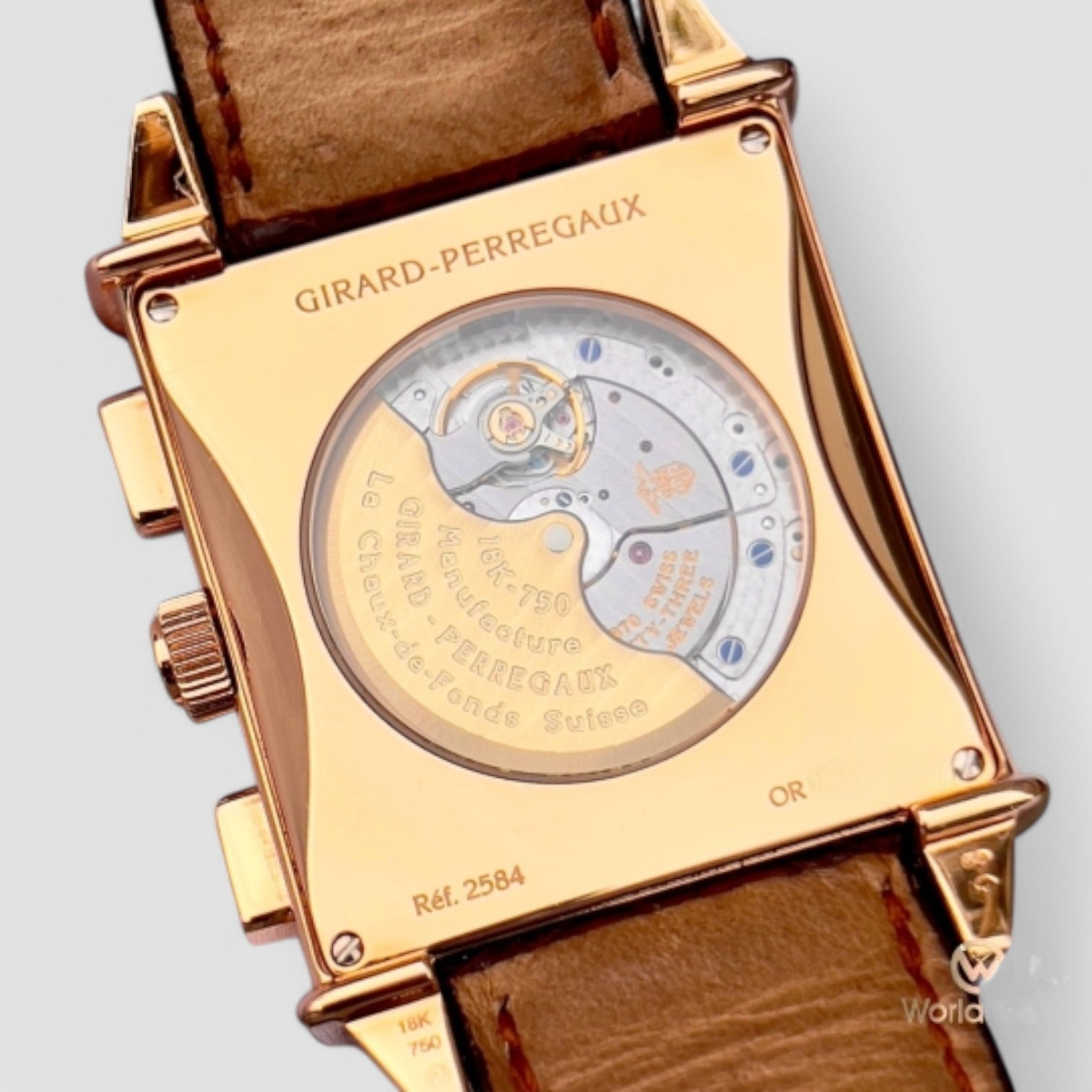 Vintage 1945 Silver Dial 18kt Rose Gold Brown Leather Men's Watch