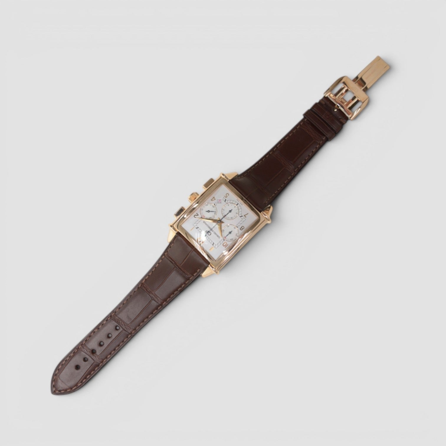 Vintage 1945 XXL 18K Rose Gold Silver Dial Chronograph