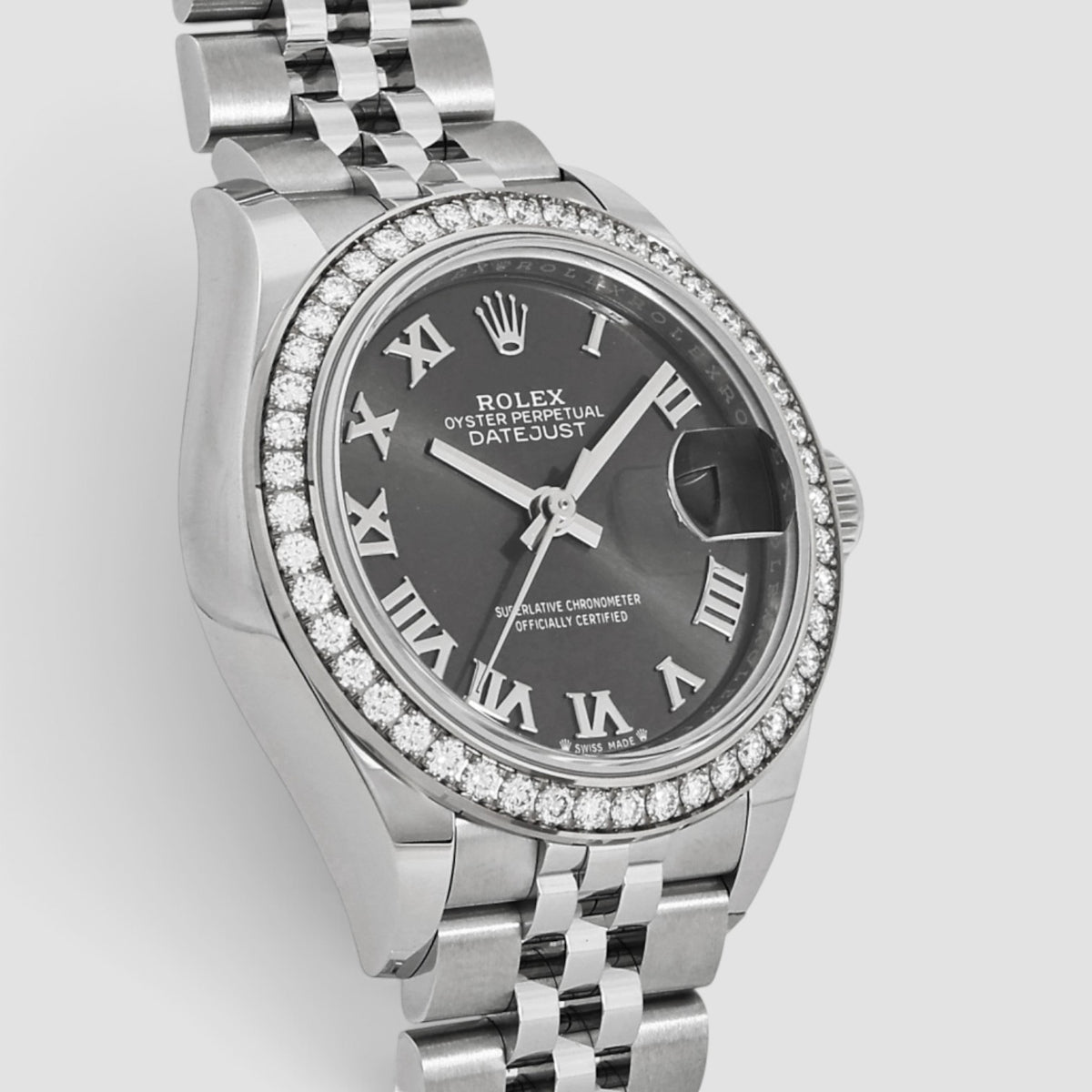 Lady-Datejust 28 Grey Roman Diamond Dial