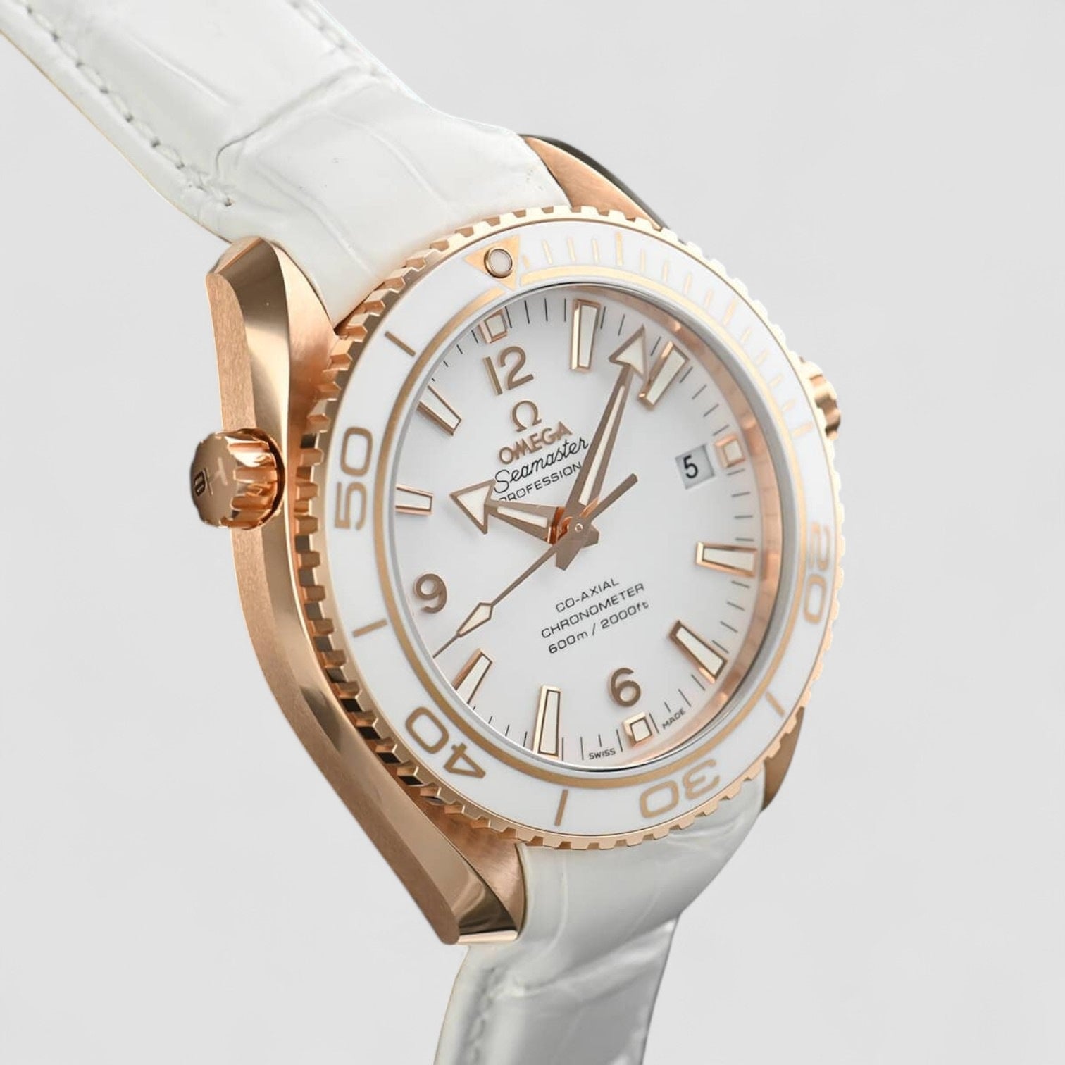 Seamaster Automatic White Dial 18kt Rose Gold Unisex Watch