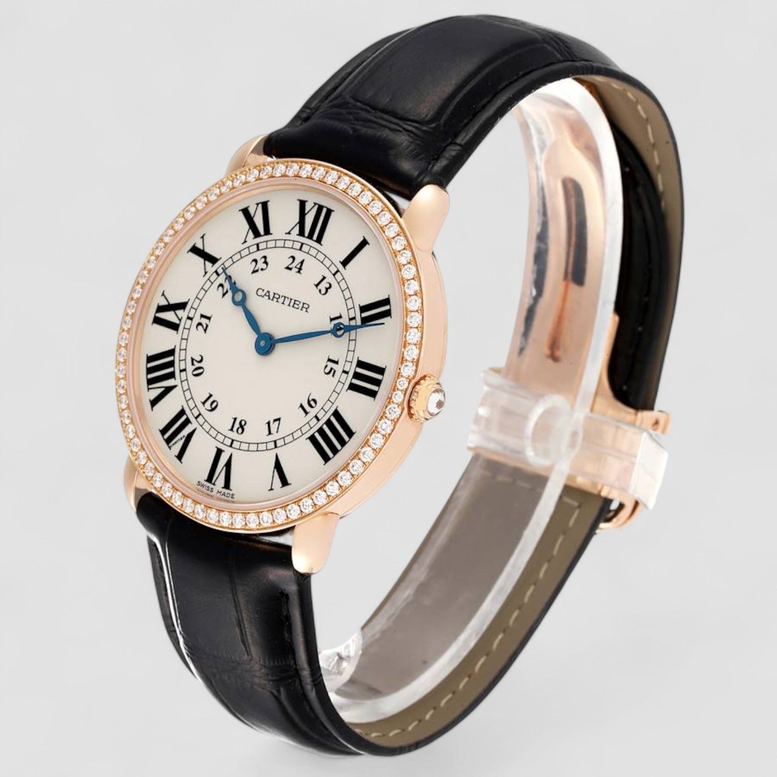 Ronde Louis Rose Gold Diamond Mens Watch