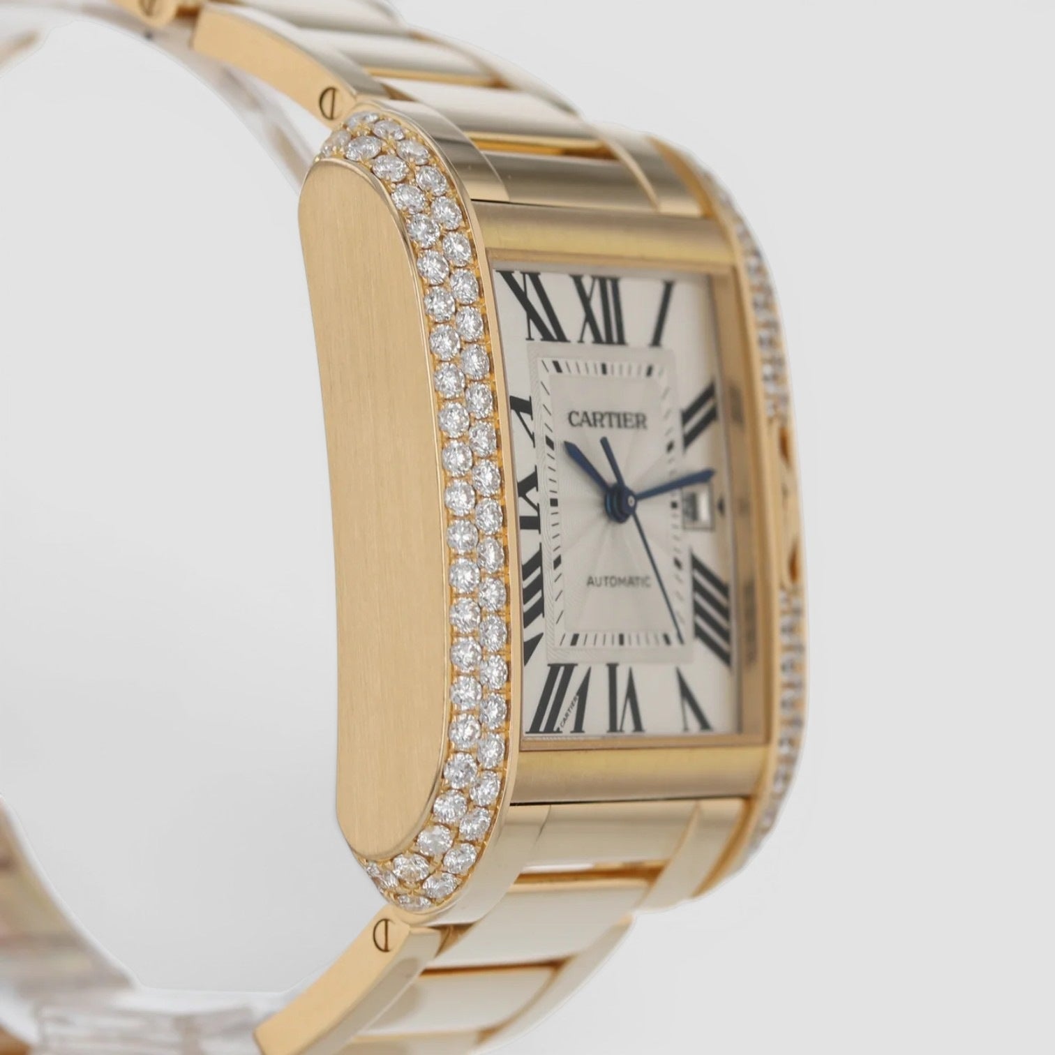Tank Anglaise Automatic 18K Yellow Gold Diamond-Set