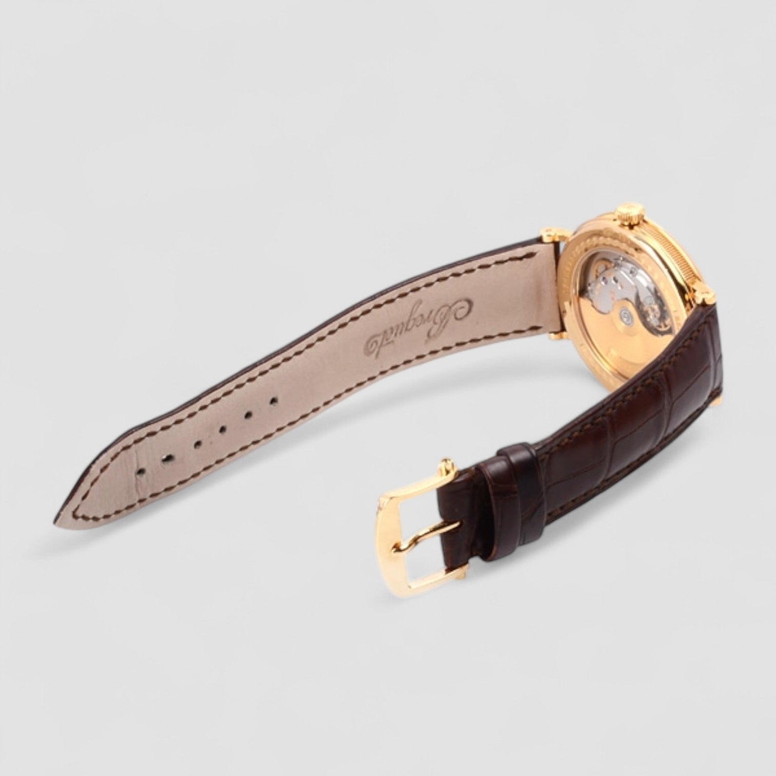 Classique 18kt Yellow Gold Automatic Silver Dial Men's Leather Watch