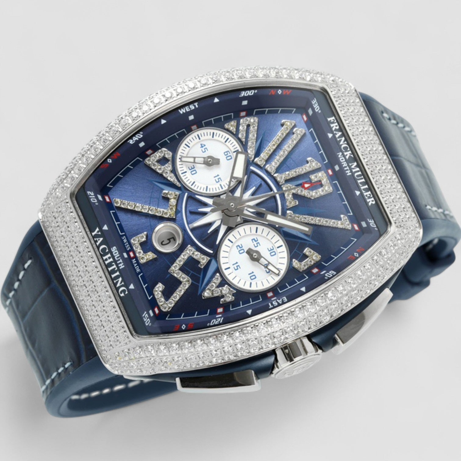 Vanguard Yachting Steel Chronograph Date Blue Iced out