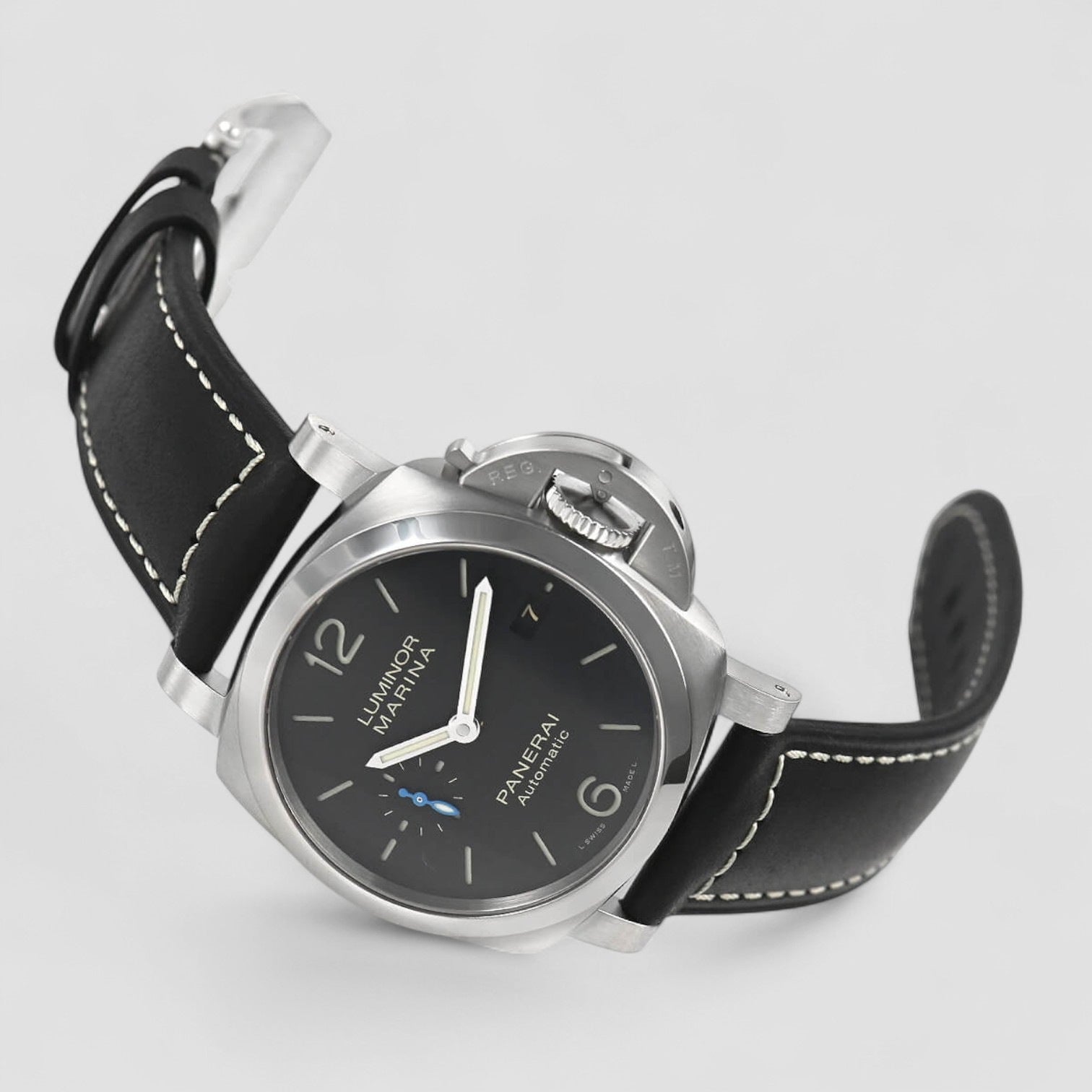 Luminor Marina Automatic Black Dial Black Leather Men's Watch 42mm