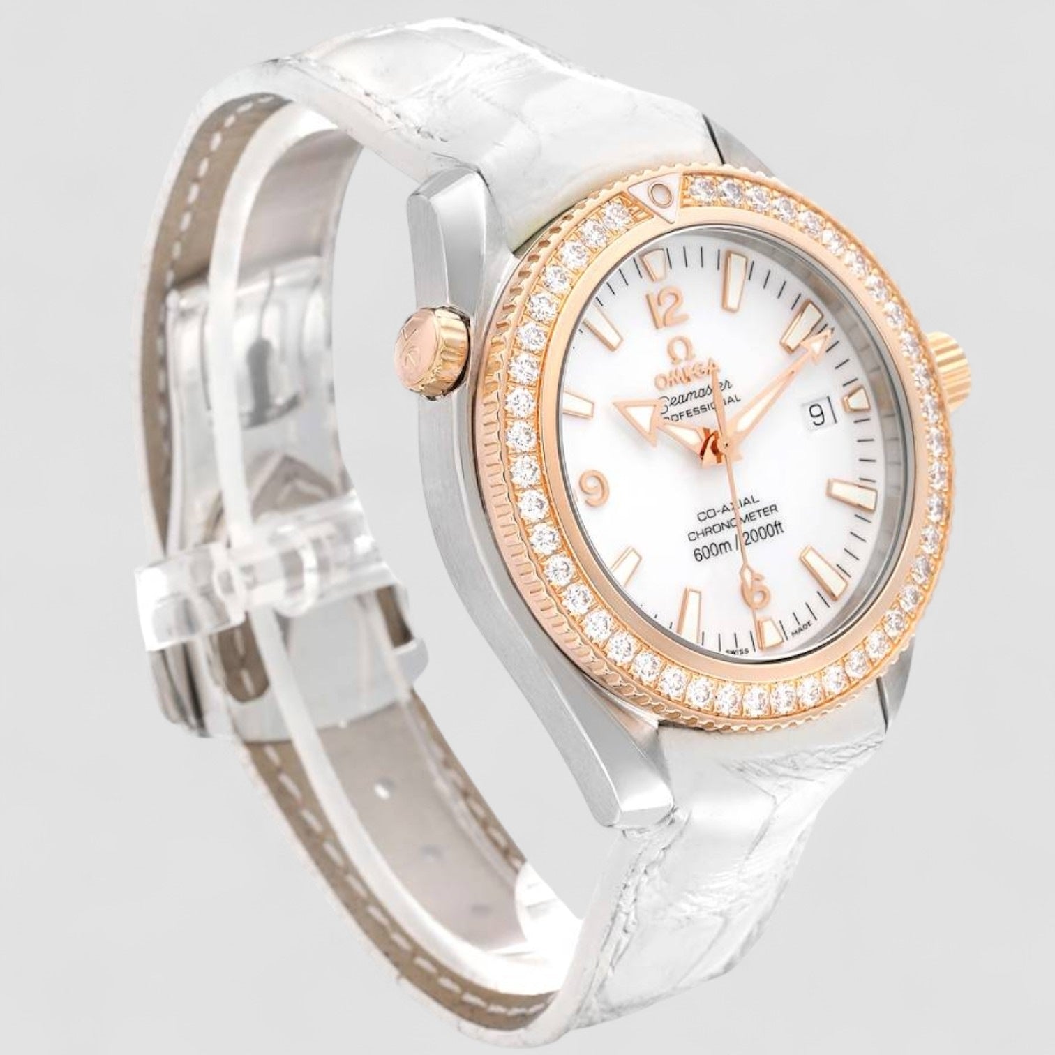 Seamaster Planet Ocean Rose Gold Diamond Mens Watch