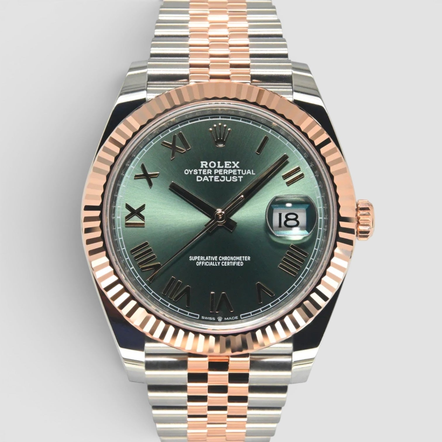Datejust 41mm Mint Green Roman Dial Two-Tone Jubilee
