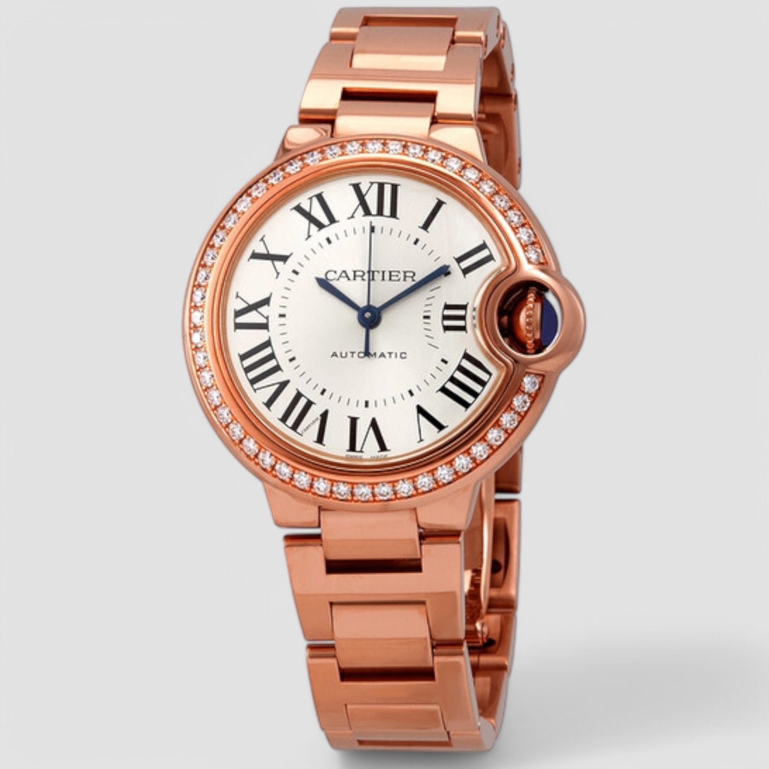 Ballon Bleu Silver Dial Automatic Ladies 18kt Rose Gold Diamond Watch