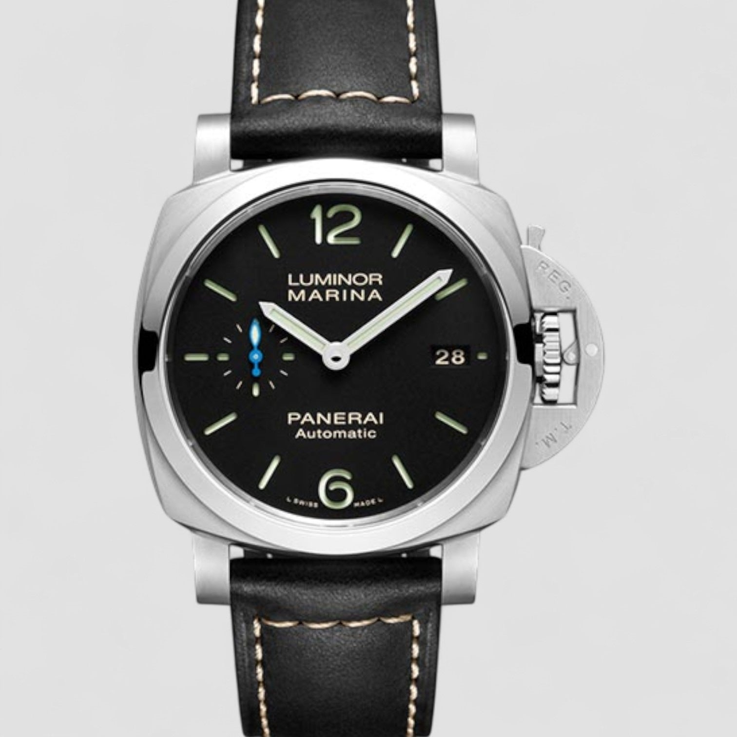 Luminor Marina Automatic Black Dial Black Leather Men's Watch 42mm