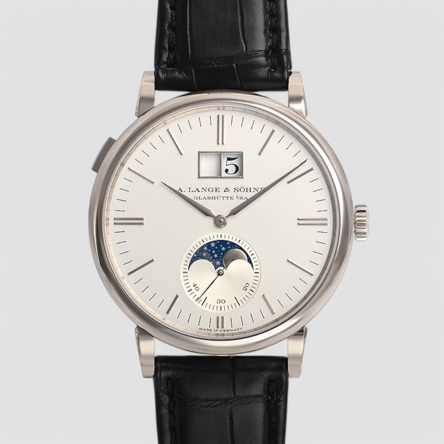 Saxonia Moon Phase Automatik 18K White Gold / Silver Dial