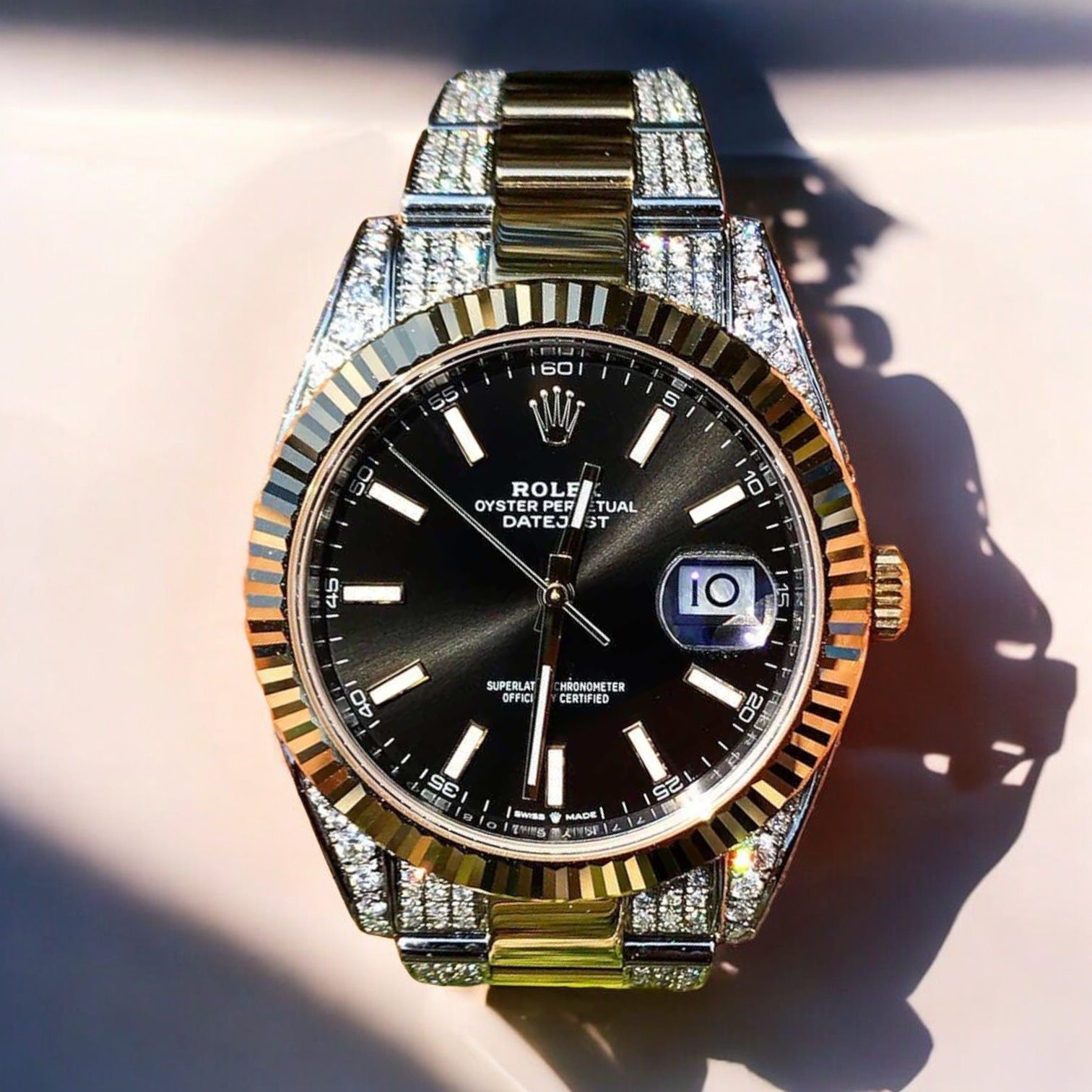 Datejust 41 – Oyster – Black Dial – Custom Diamond-Set - Iced out