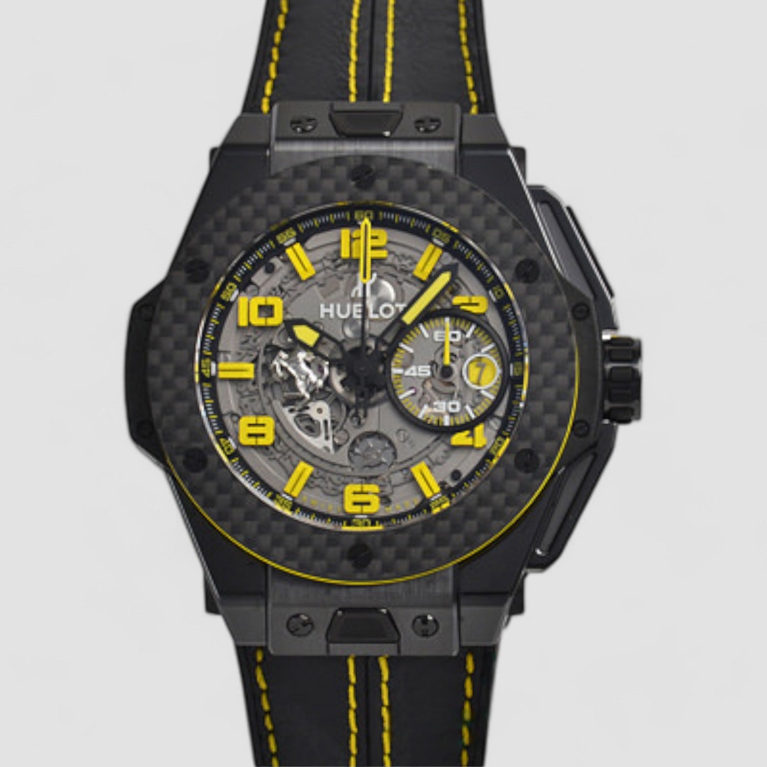 Big Bang Unico Ferrari Skeleton Yellow Arabic Carbon Fiber Bezel