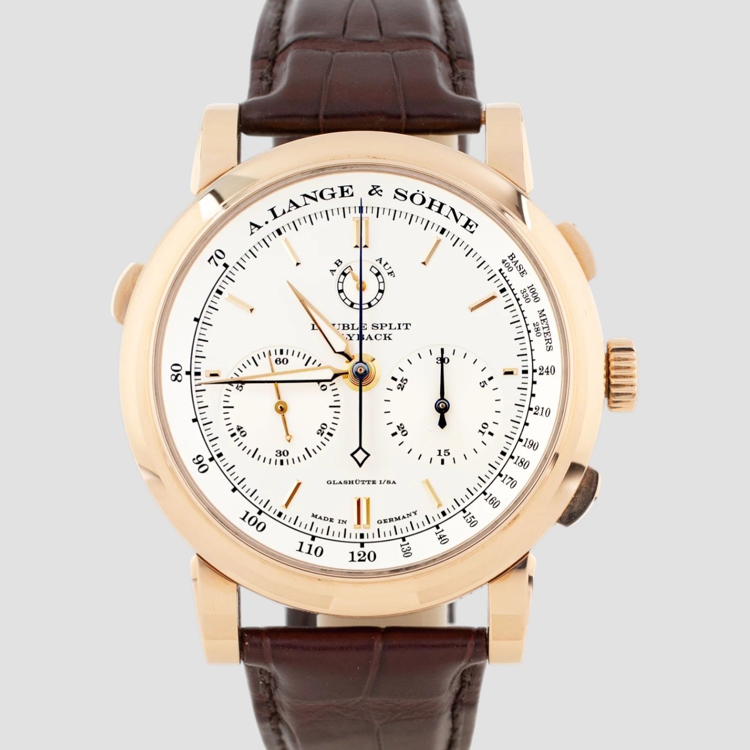 Saxonia Double Split Rose Gold Silver Dial 43mm