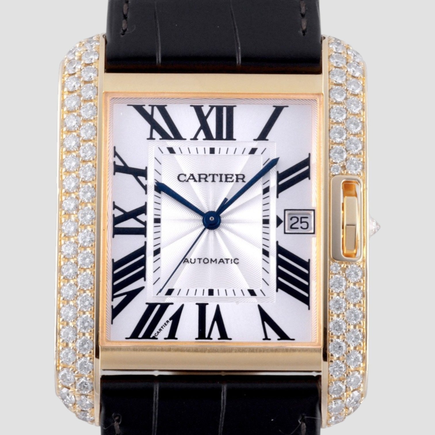 Tank Anglaise 18kt Yellow Gold Diamonds Automatic Watch