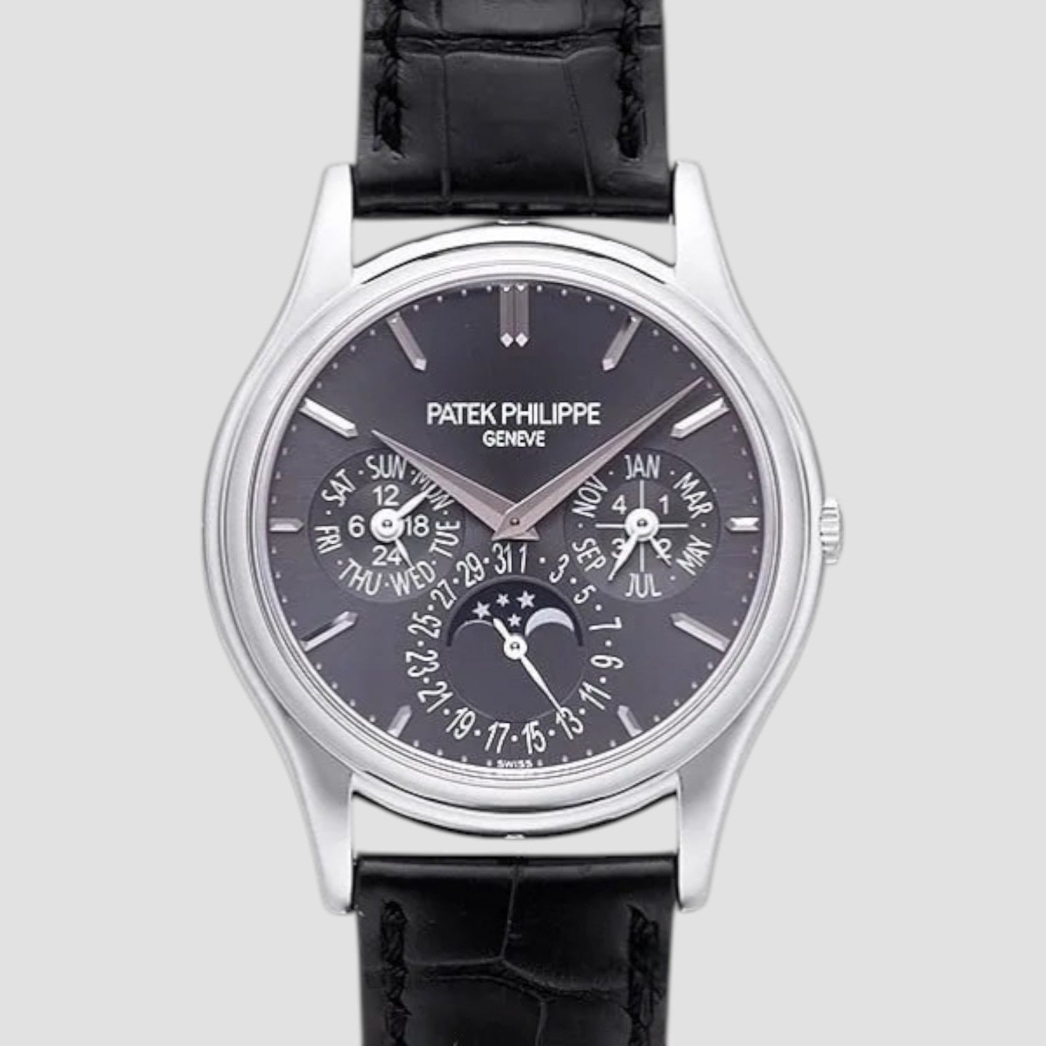 Perpetual Calendar Platinum Charcoal Grey Dial RARE