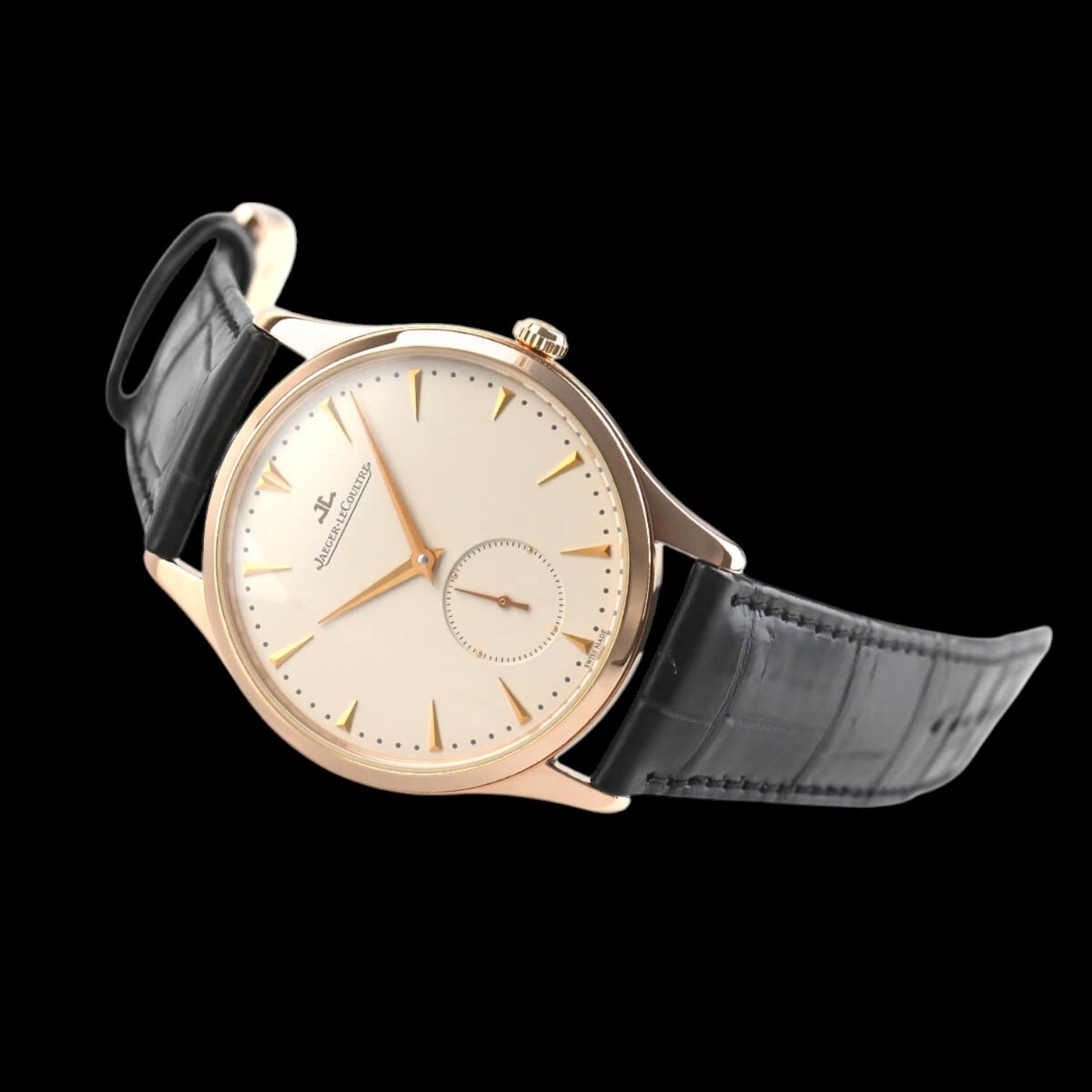 Master Grande Ultra Thin Beige Dial Dark Brown Leather Men's Watch