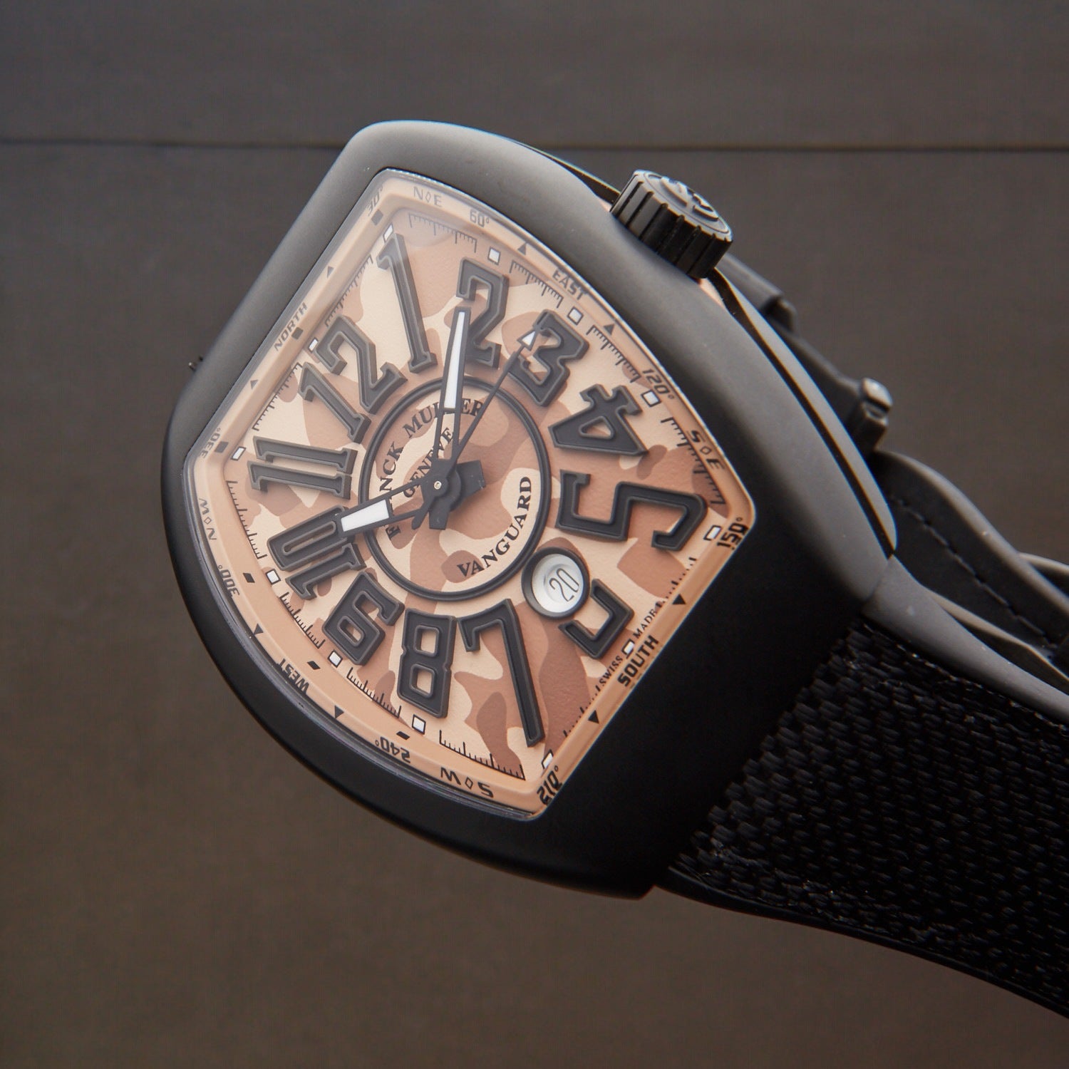 VANGUAR Automatic Date Beige Camouflage Black Rubber Strap Watch