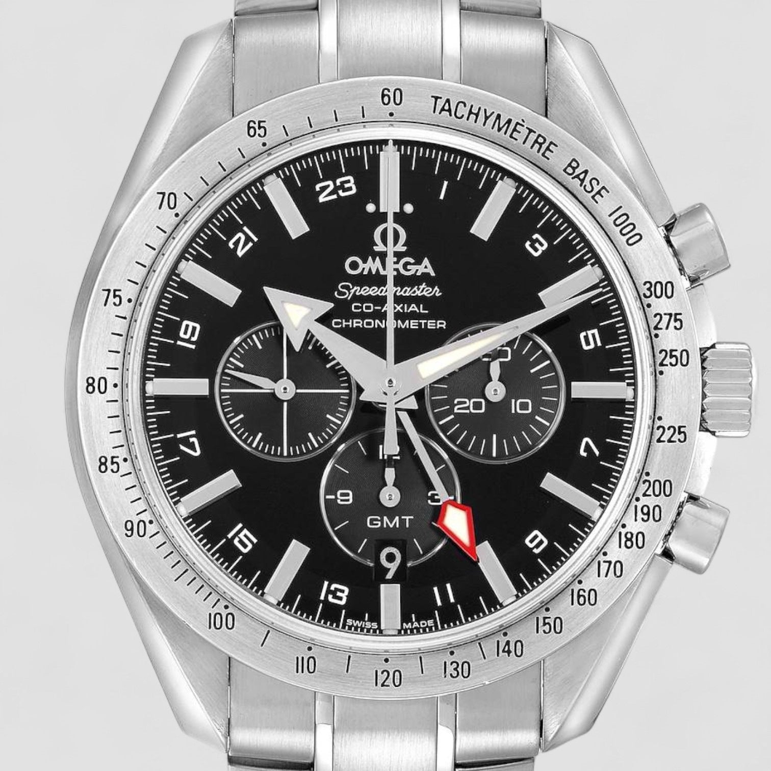 Speedmaster Broad Arrow Co-Axial GMT Steel Mens Watch