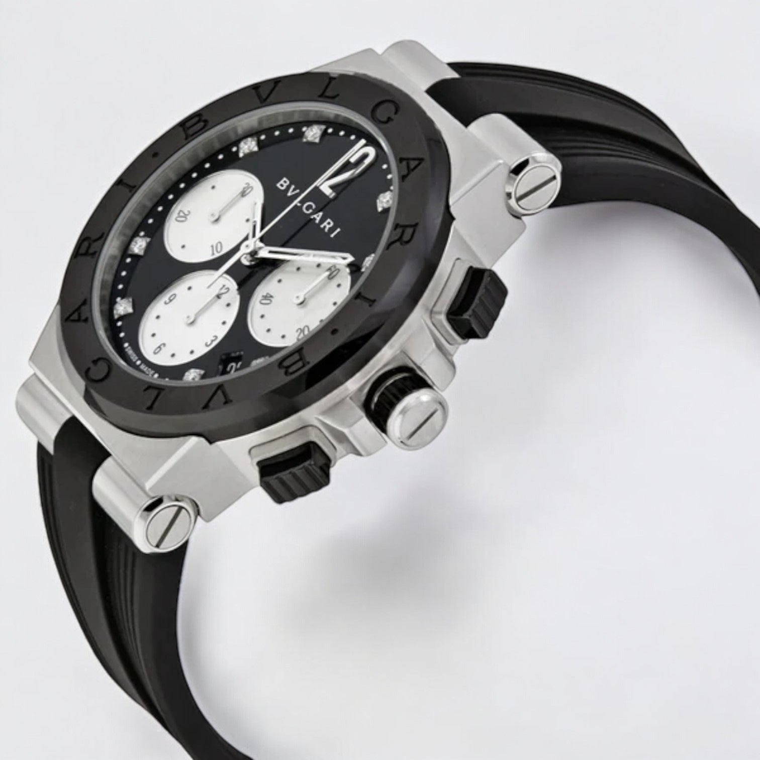 Diagono black lacquered diamond dial chronograph