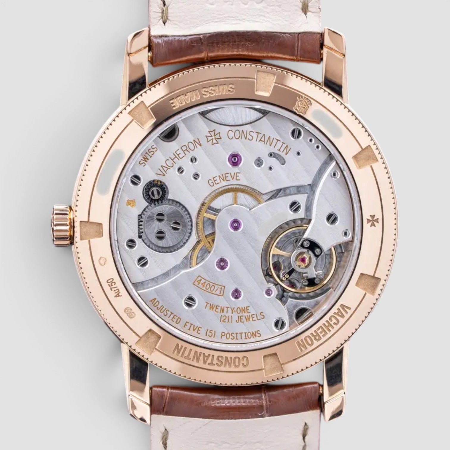 Traditionnelle 38mm 18K Rose Gold Silver Dial