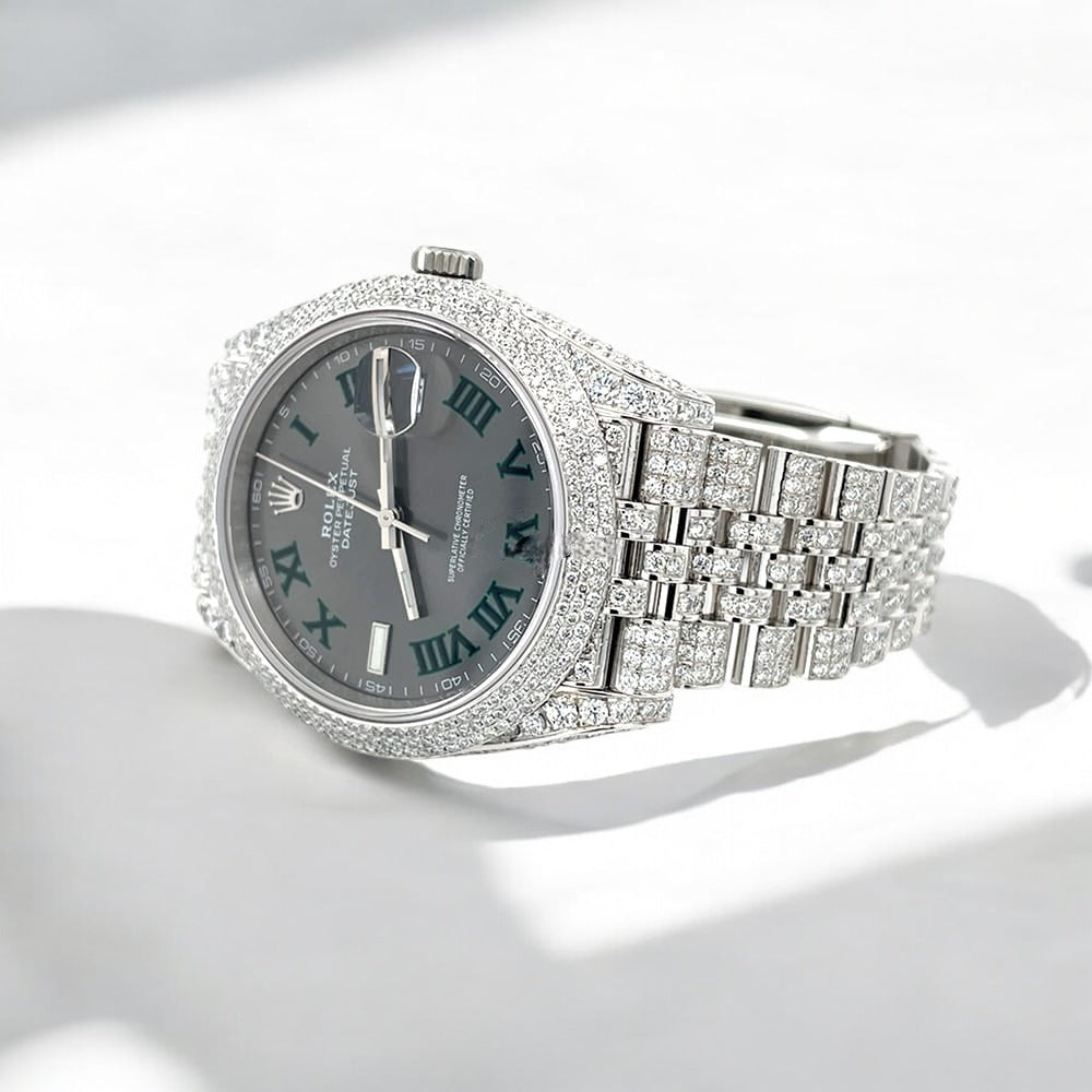 Datejust 41 – Jubilee – “Wimbledon” Dial – Custom Diamond-Set (Pavé Bezel) - Iced Out