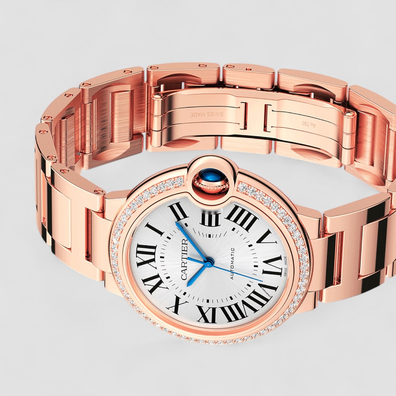 Ballon Bleu De Automatic Diamond Silver Dial Ladies Watch