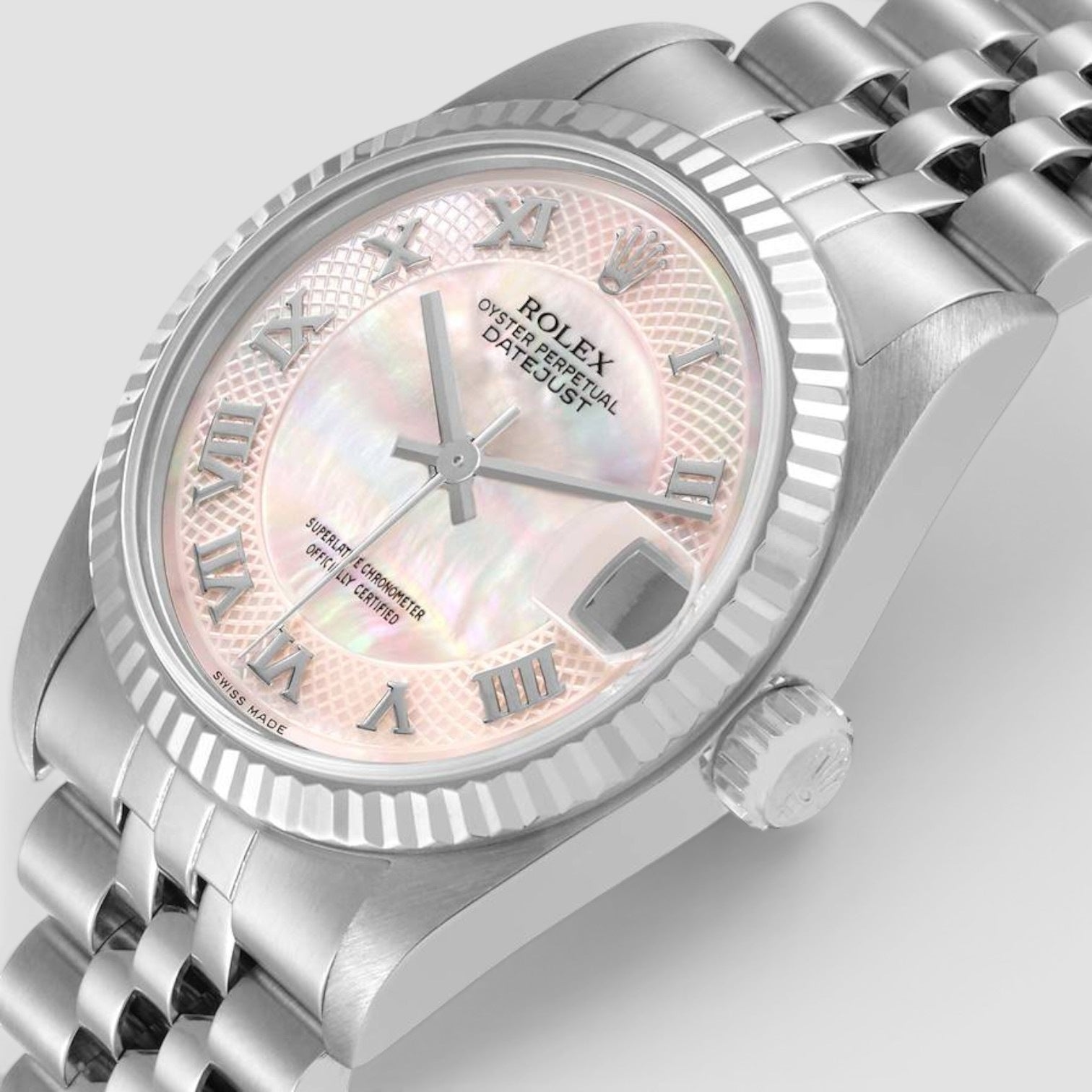Datejust Midsize Steel White Gold MOP Dial Ladies Watch