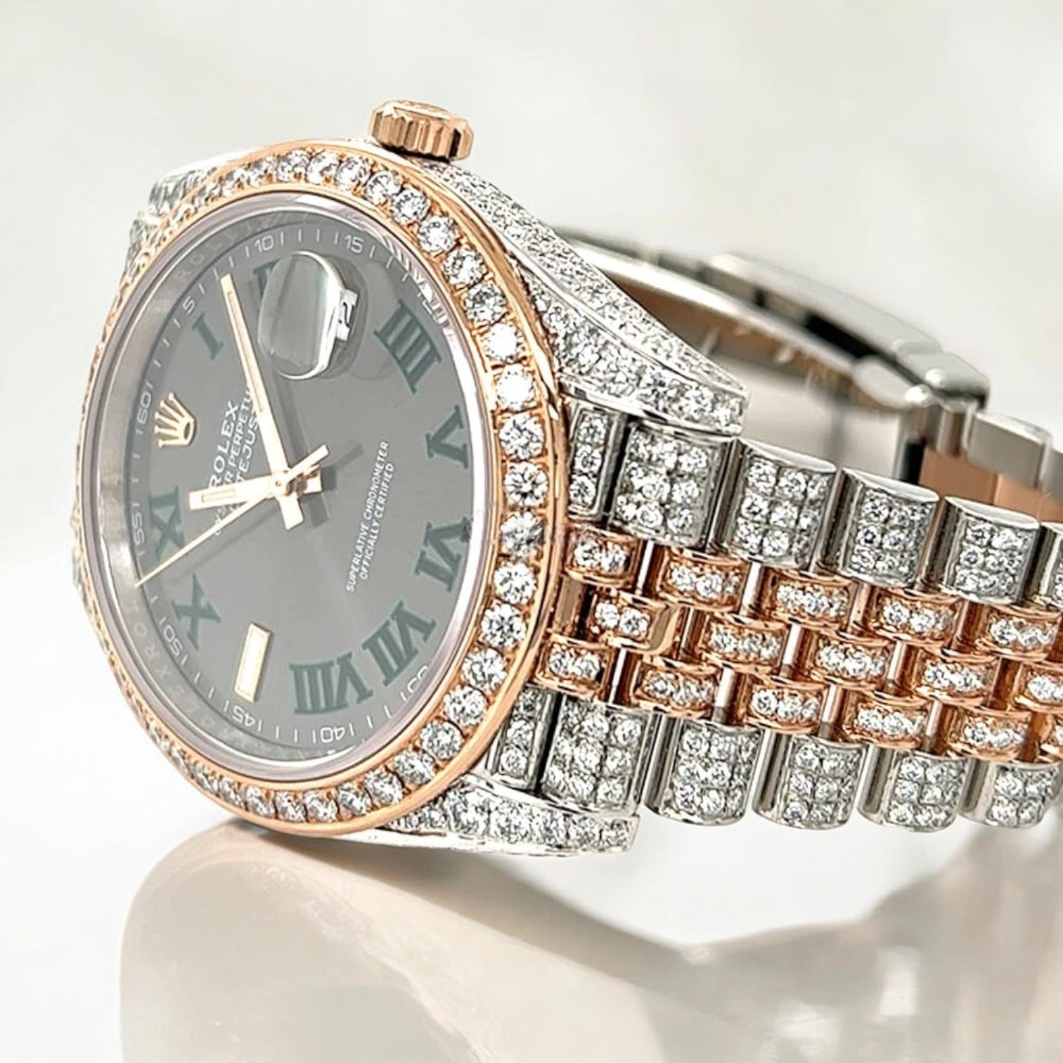 Datejust 41 – Jubilee – “Wimbledon” Dial – Custom Diamond-Set - Iced Out
