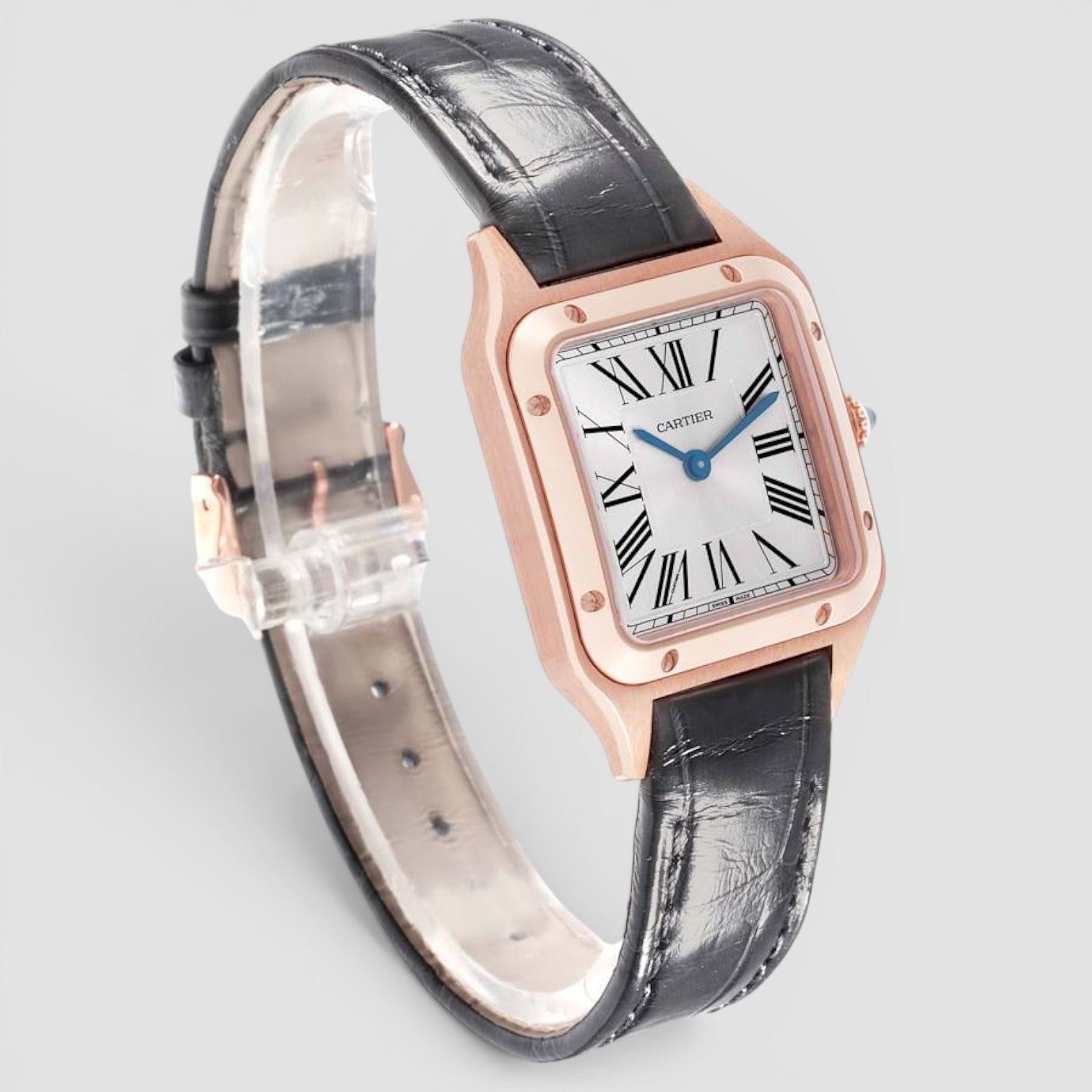 Santos-Dumont Small 18K Rose Gold Silver Dial