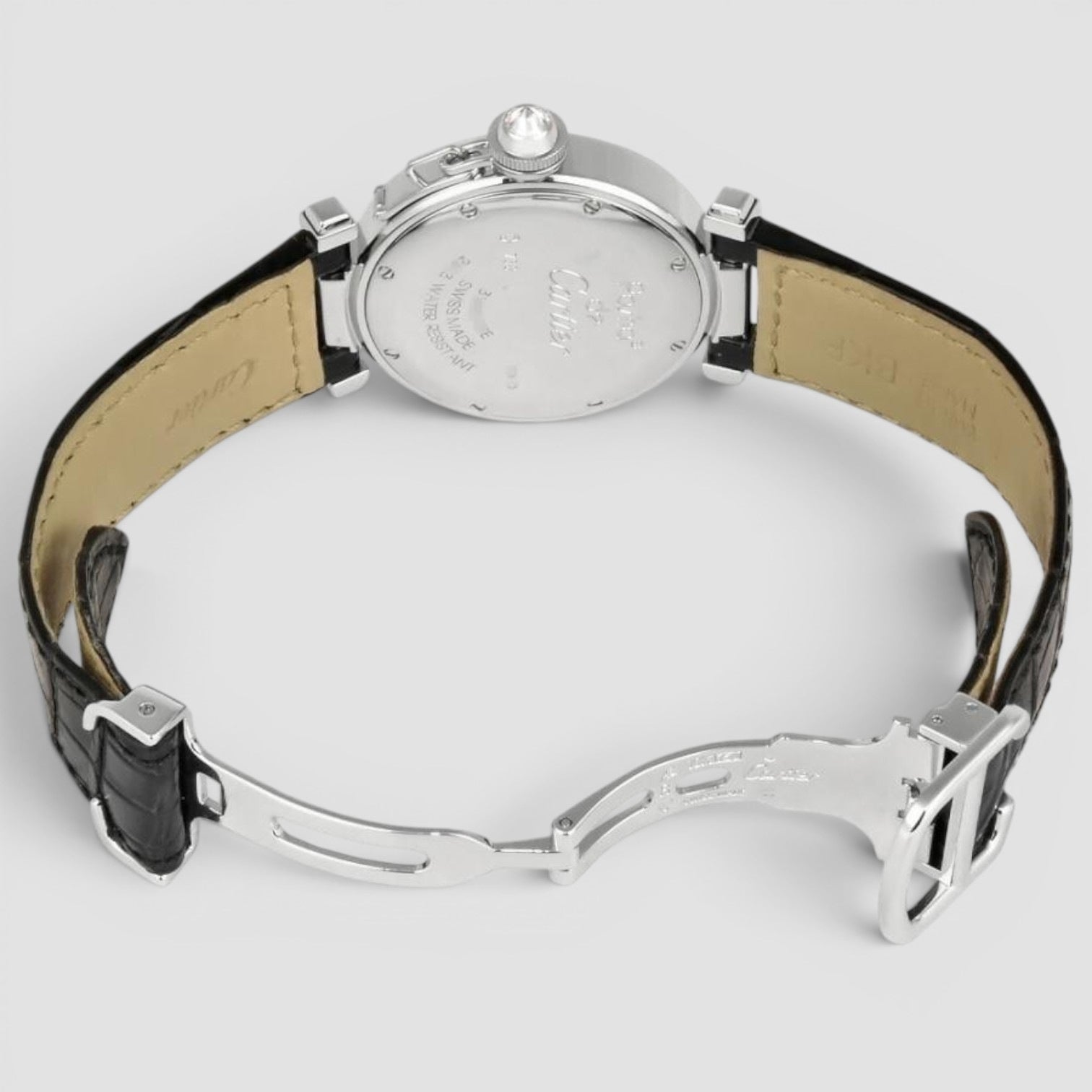 Pasha de Cartier 32mm 18K White Gold Diamond Bezel