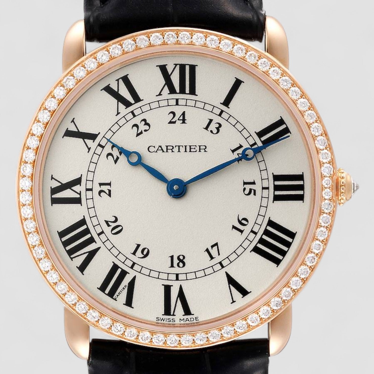 Ronde Louis Rose Gold Diamond Mens Watch