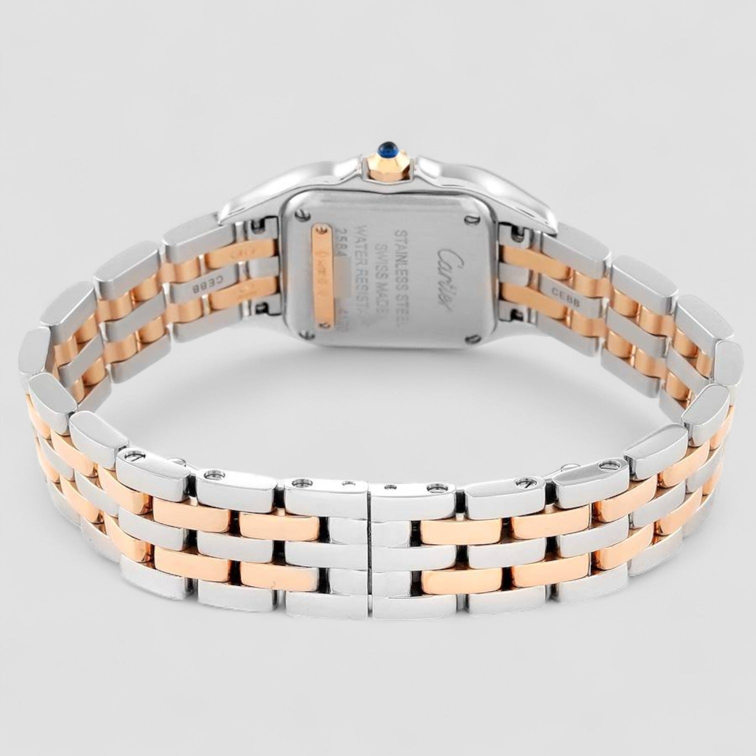 Panthere Small Model Silver Dial Steel and 18kt Rose Gold Ladies Watch