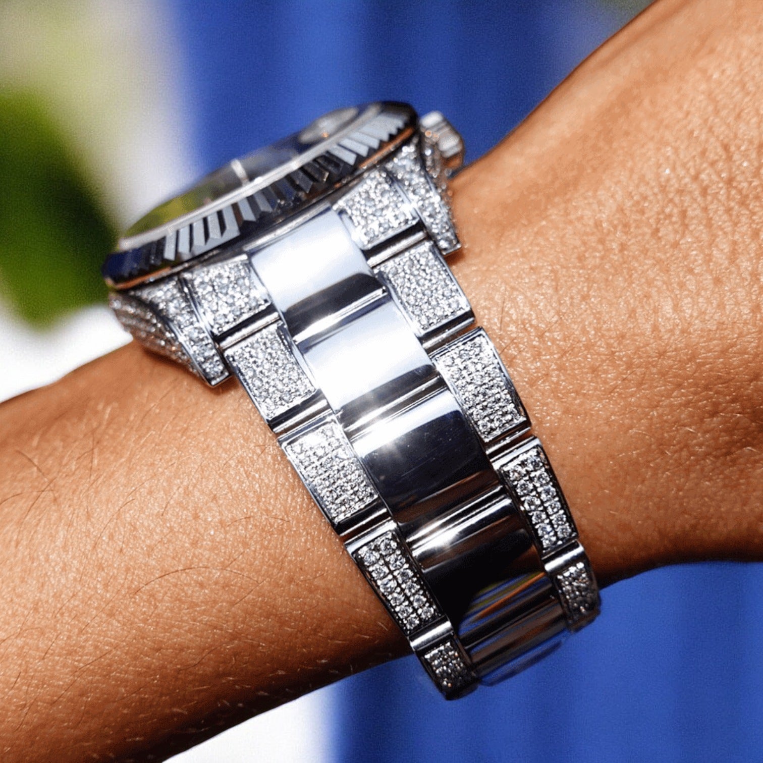 Sky-Dweller – Oyster – Blue Dial – Custom Diamond-Set - Iced out
