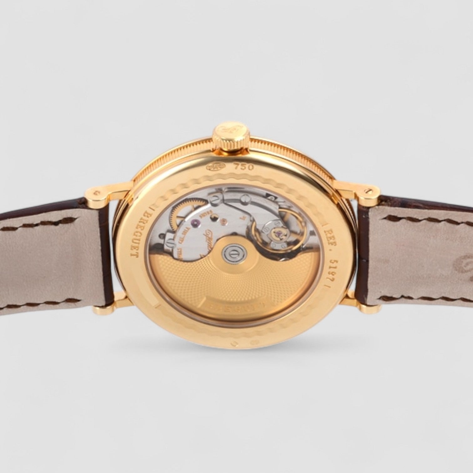 Classique 18kt Yellow Gold Automatic Silver Dial Men's Leather Watch