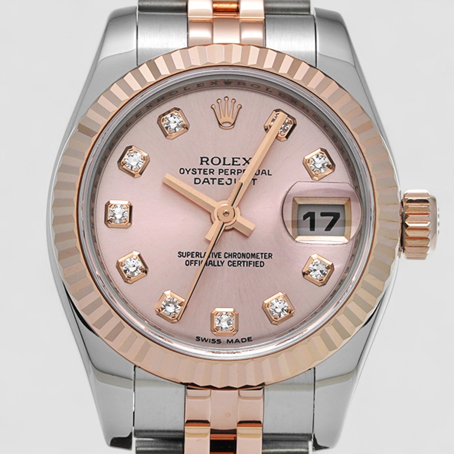 Lady-Datejust 18k Everose & Steel Pink Diamond-dial