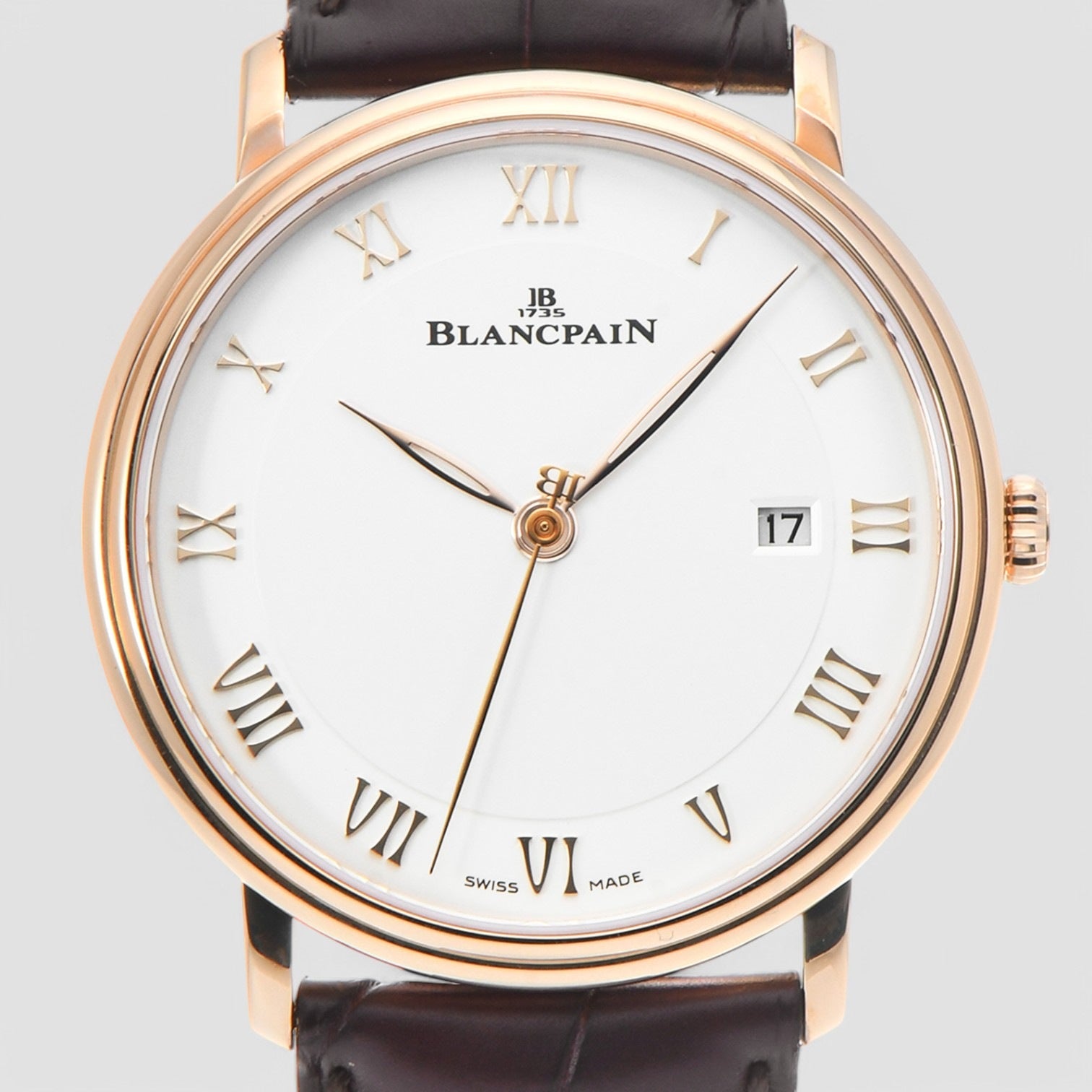 Villeret White Dial 18kt Rose Gold Brown Leather Men's Watch