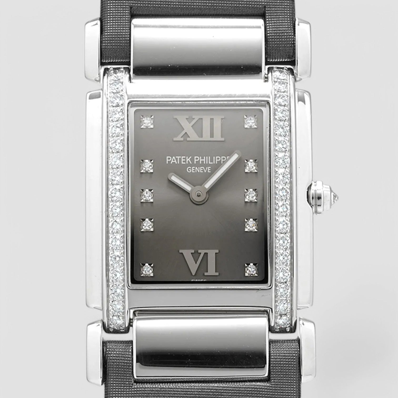 Twenty~4 Ladies Medium 32 x 30mm Grey Diamond Roman White Gold